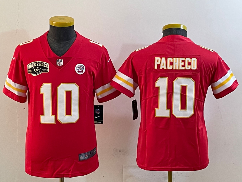 Youth 2025 Kansas City Chiefs #10 Pacheco red Nike NFL jersey style 5->youth nfl jersey->Youth Jersey